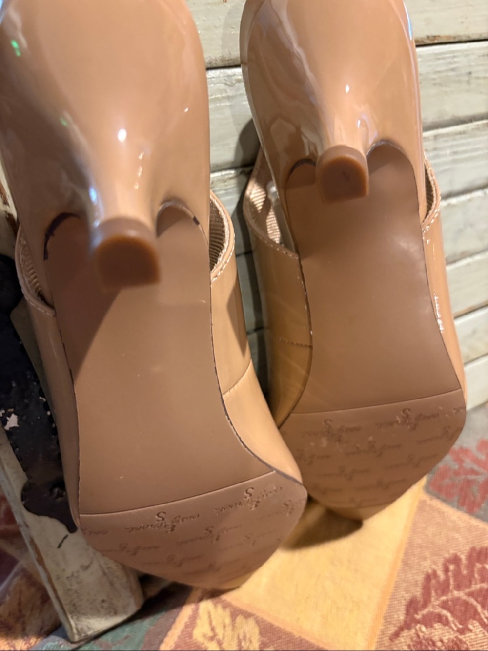 easy street Tan Patent Pointed-Toe Slingback Flats - Picture 5 of 6